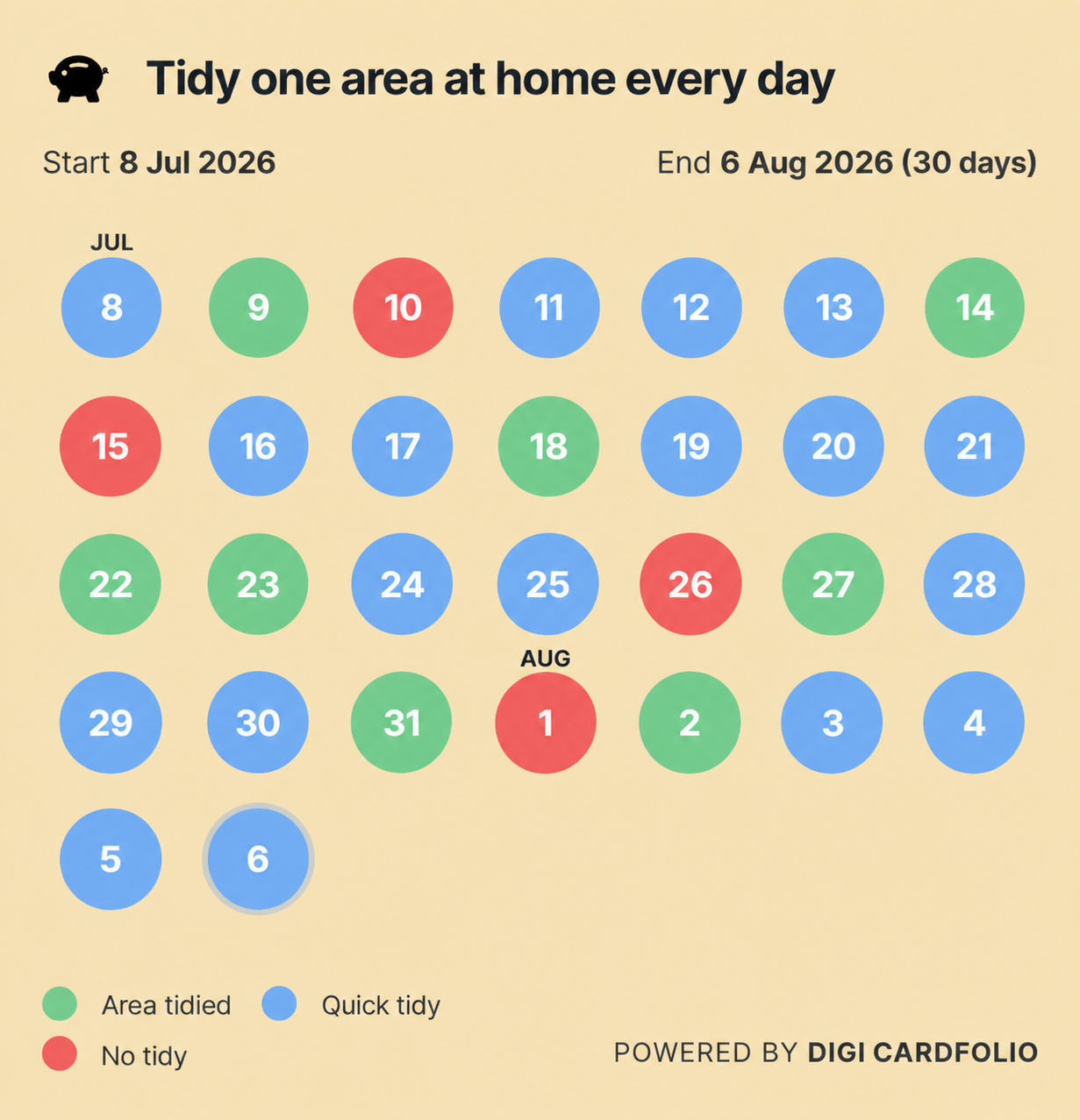 Habit Tracker calendar showing daily check-ins